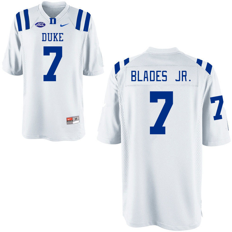 Men #7 Al Blades Jr. Duke Blue Devils College Football Jerseys Stitched-White